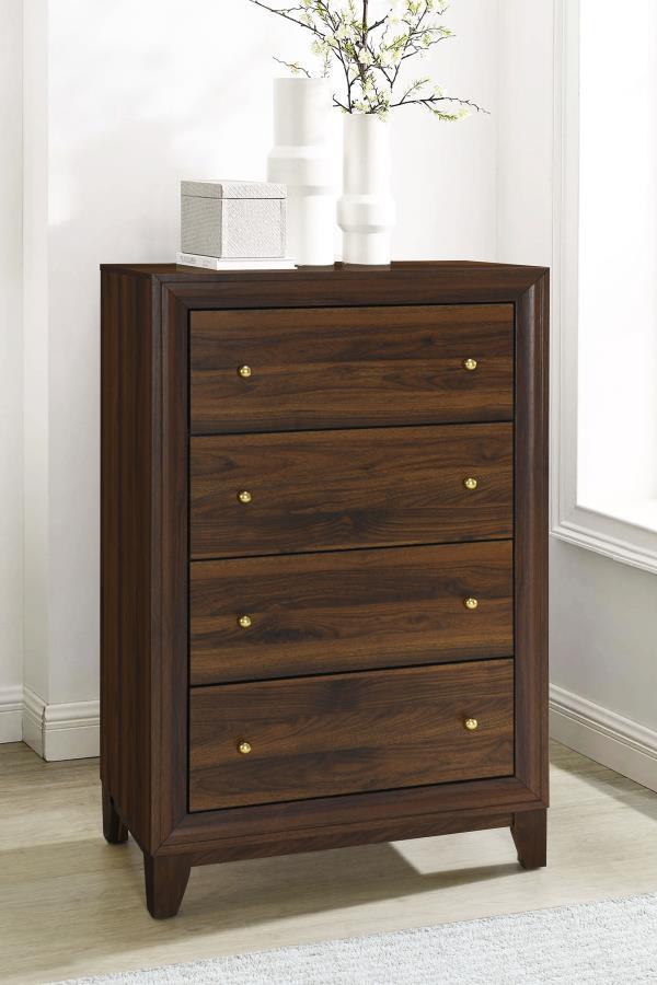 Welsley - 4-Drawer Chest Of Drawers - Walnut by Coaster Fine Furniture | Bel Furniture