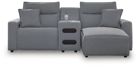 Modmax - Salt And Pepper - Reclining Sectional Gray 3 Pc. Right Arm Facing Chaise Power Reclining Sectional With Audio Console by Signature Design by Ashley® | Bel Furniture