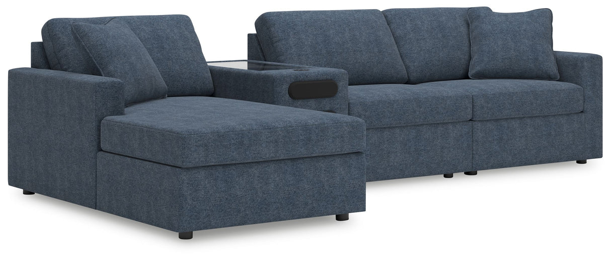 Modmax - Ink - Sectional Blue 4 Pc. Sectional With Laf Corner Chaise And Audio Console by Signature Design by Ashley® | Bel Furniture