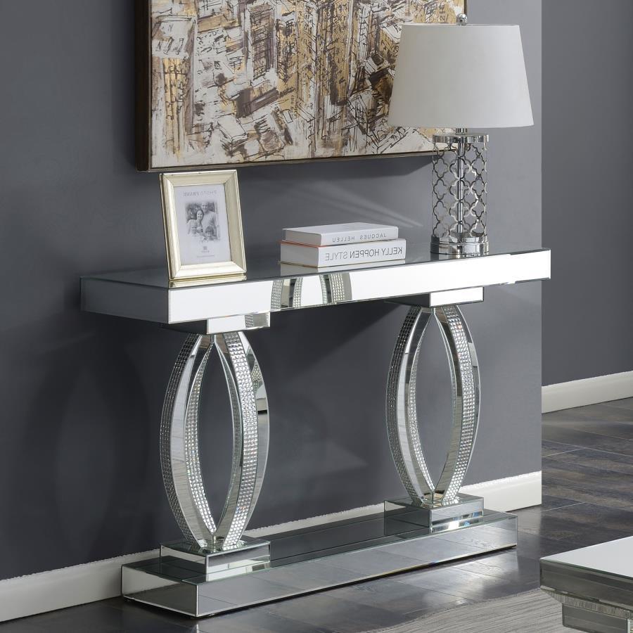 Amalia - Mirrored Acrylic Entryway Sofa Console Table - Silver by CoasterElevations | Bel Furniture