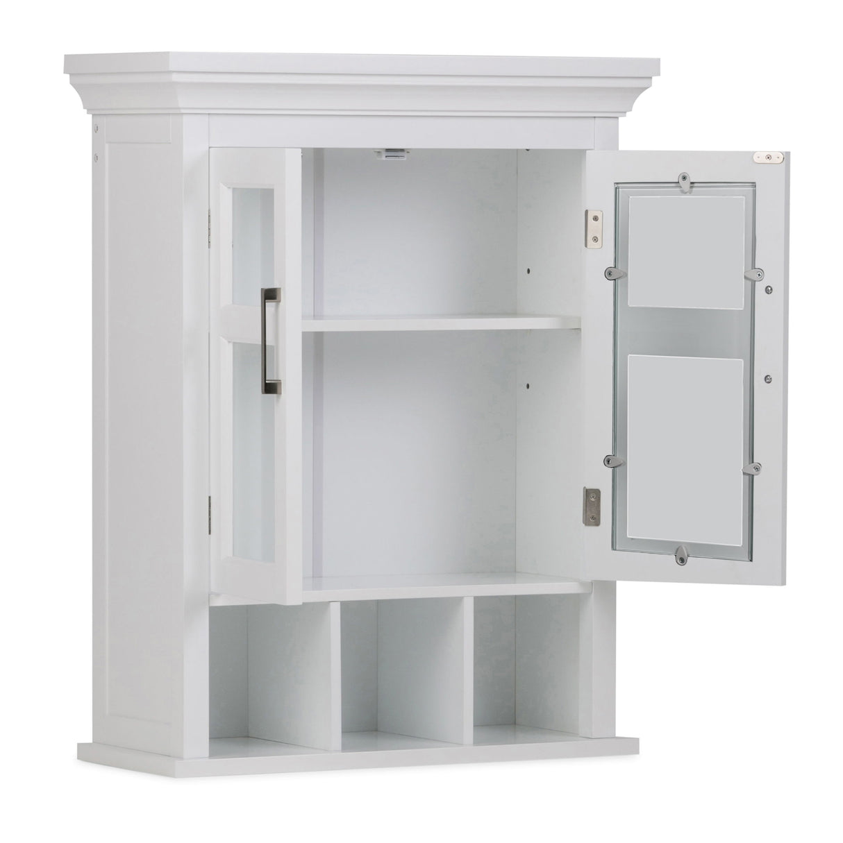 Avington - Two Door Wall Cabinet With Cubbies - Pure White by Simpli-Home | Bel Furniture