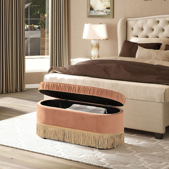Serena - Contemporary Design Oval Storage Bench Ottoman by Jennifer Taylor Home | Bel Furniture