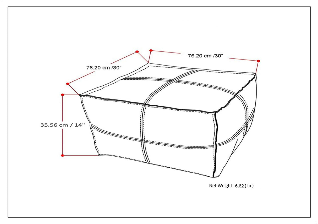 Brody - Large Square, Coffee Table Pouf by Simpli-Home | Bel Furniture