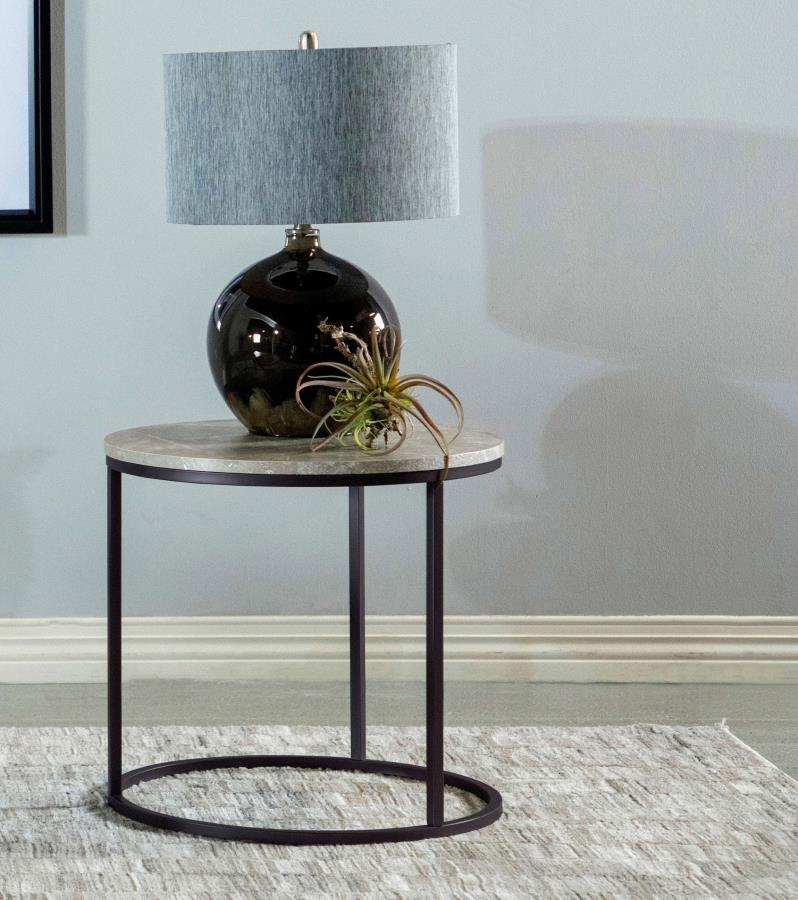 Lainey - Round Faux Marble Side End Table