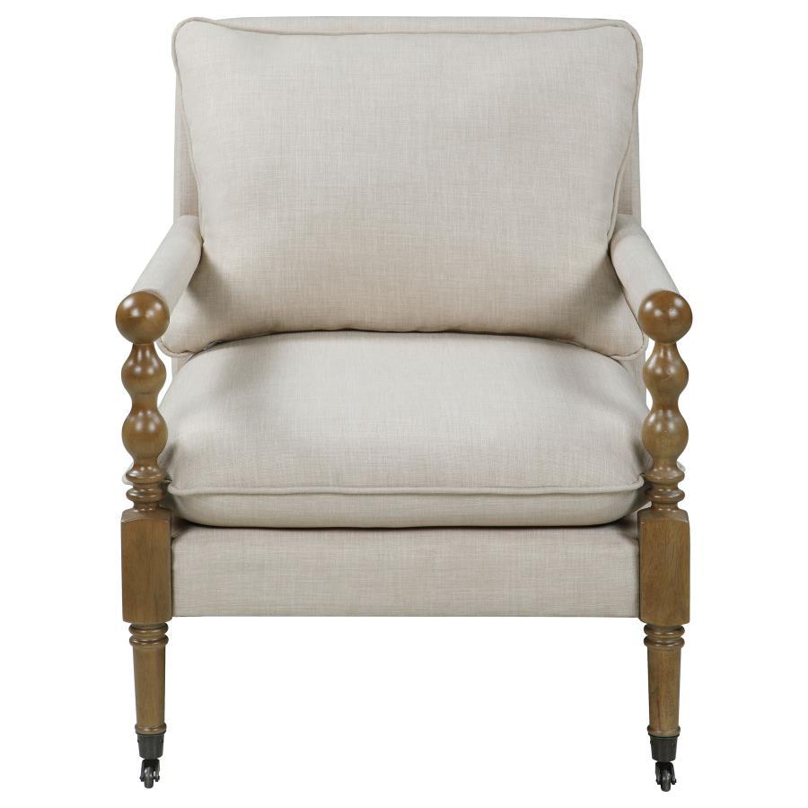 Dempsy - Upholstered Accent Chair With Casters - Beige by CoasterElevations | Bel Furniture