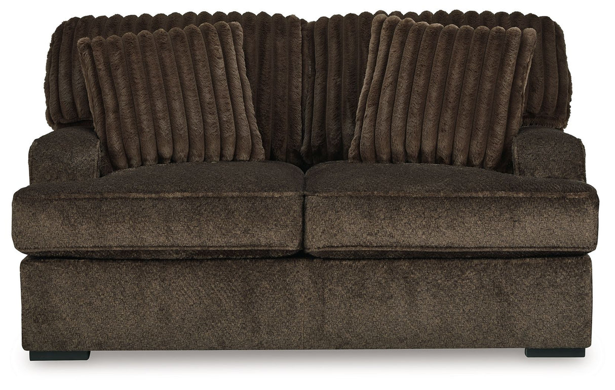 Aylesworth - Chocolate - Loveseat by Benchcraft® | Bel Furniture