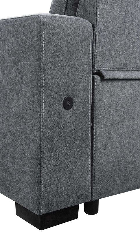 Toby - Woven Fabric Reversible Sleeper Sectional Sofa With Storage Chaise Cup Holder Charging Ports And Pockets by Lilola Home | Bel Furniture