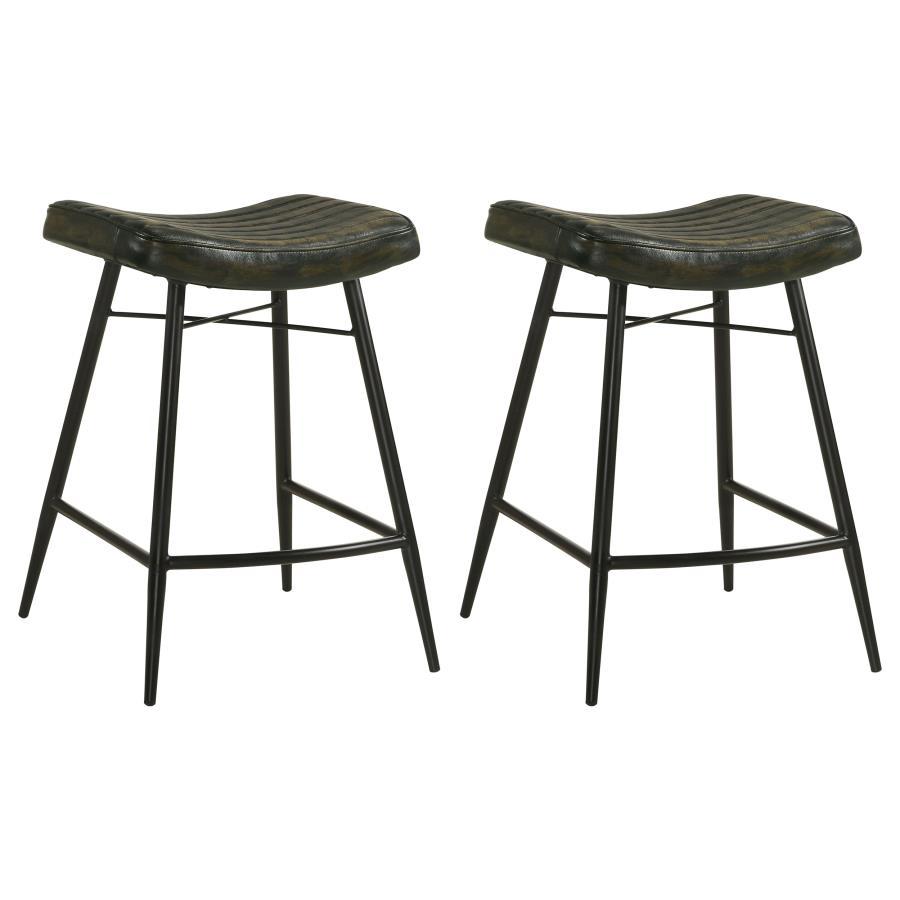 Bayu - Leather Upholstered Counter Stool (Set of 2) Dark Brown by Coaster Fine Furniture | Bel Furniture