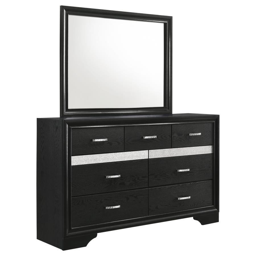 Miranda - 7-drawer Dresser With Mirror Black by CoasterEveryday | Bel Furniture