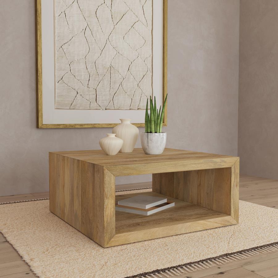 Benton - Square Solid - Mango Wood Coffee Table - Natural by Coaster Fine Furniture | Bel Furniture