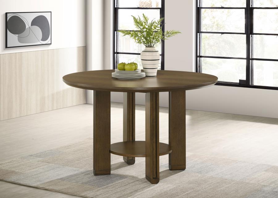 Ottowa - Round Wood Dining Table With Shelf - Brown by Coaster Fine Furniture | Bel Furniture