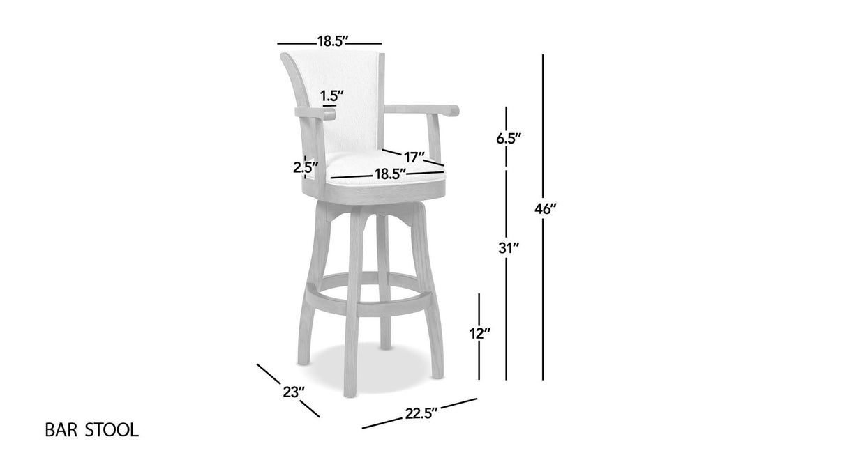 Williams - Swivel Bar Stool With Armrests by Jennifer Taylor Home | Bel Furniture