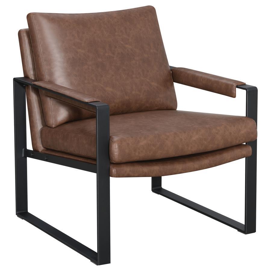 Rosalind - Upholstered Track Arm Accent Chair Dark Brown by Coaster Fine Furniture | Bel Furniture