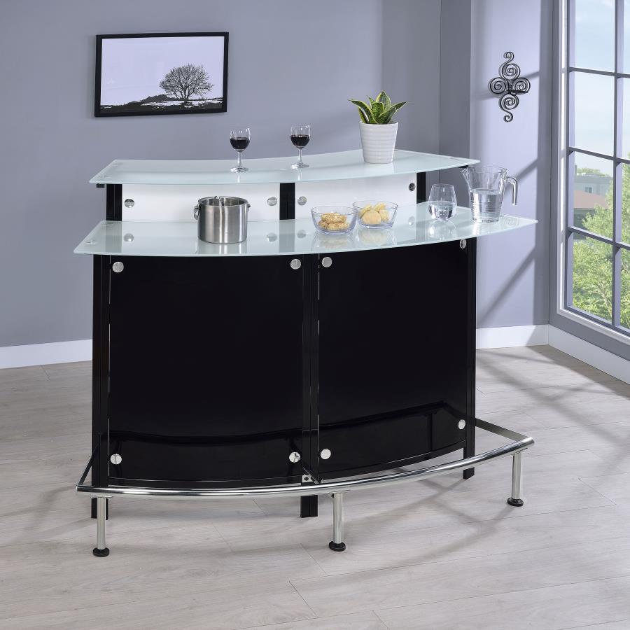 Keystone - Curved Glass Top Home Bar Wine Cabinet - Black