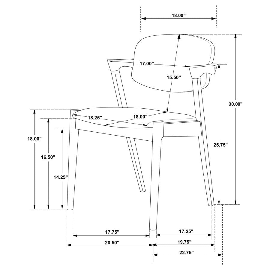 Malone - Padded Wood Dining Arm Chair (Set of 2) - Dark Walnut