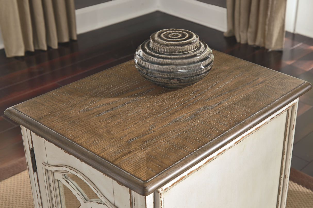 Realyn - White / Brown - Chair Side End Table - Insert Mirror by Signature Design by Ashley® | Bel Furniture