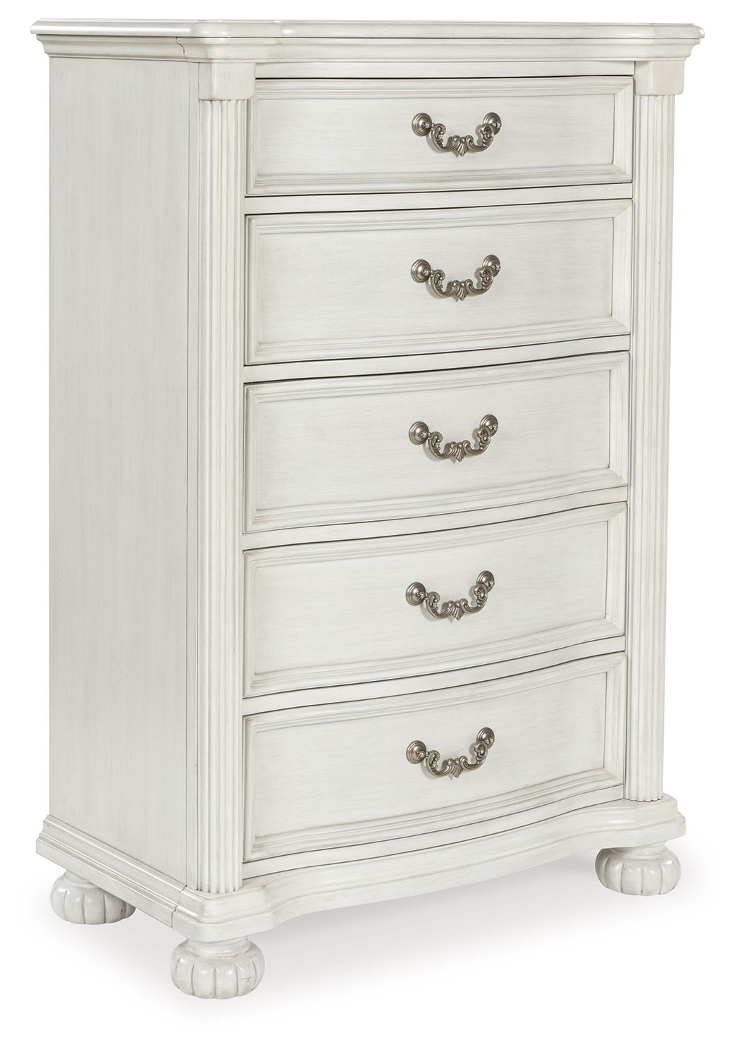Montelaine - Antique White - Five Drawer Chest by Benchcraft® | Bel Furniture
