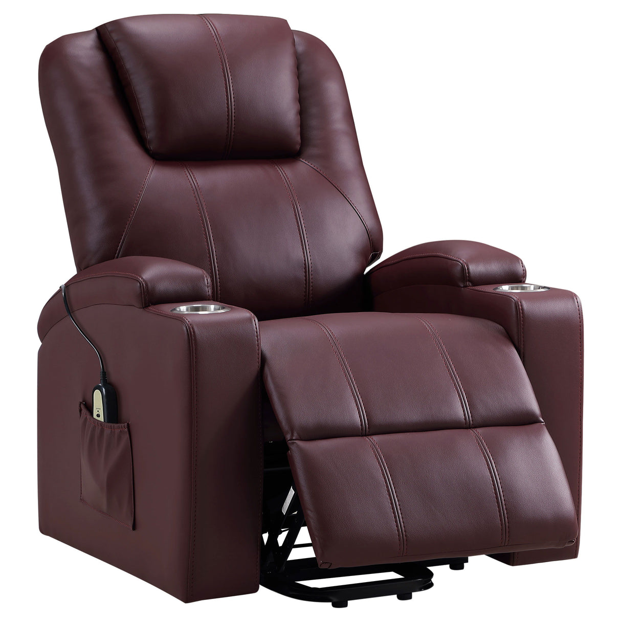 Armstrong - Upholstered Power Lift Massage Recliner Dark Red by Coaster Fine Furniture | Bel Furniture