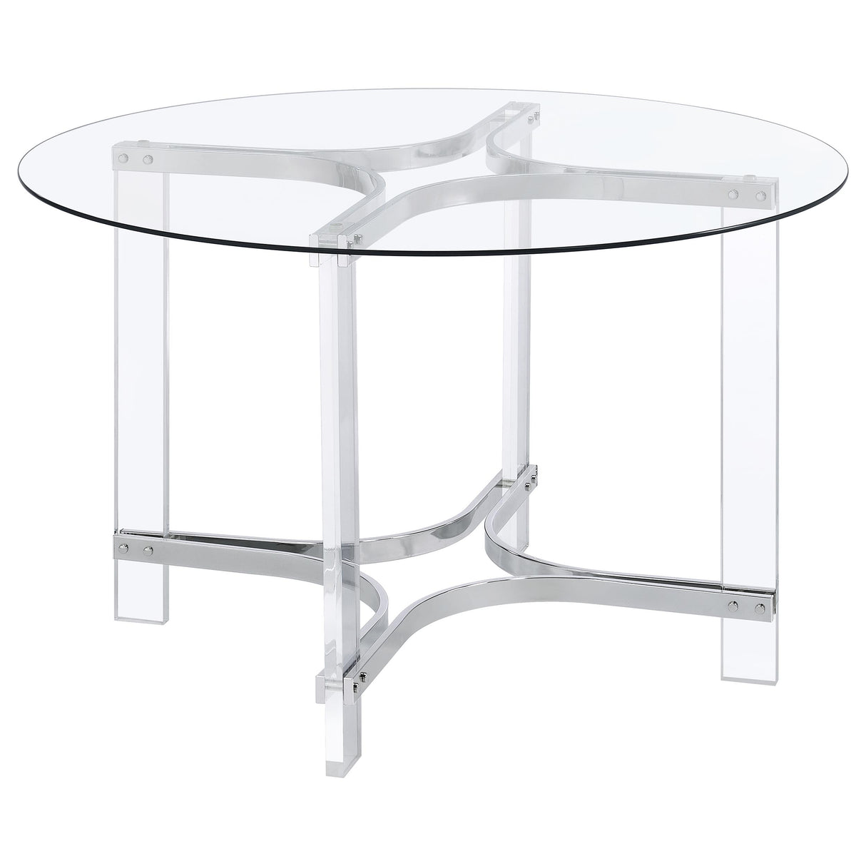 Keeling - Round Glass Top Acrylic Dining Table - Chrome