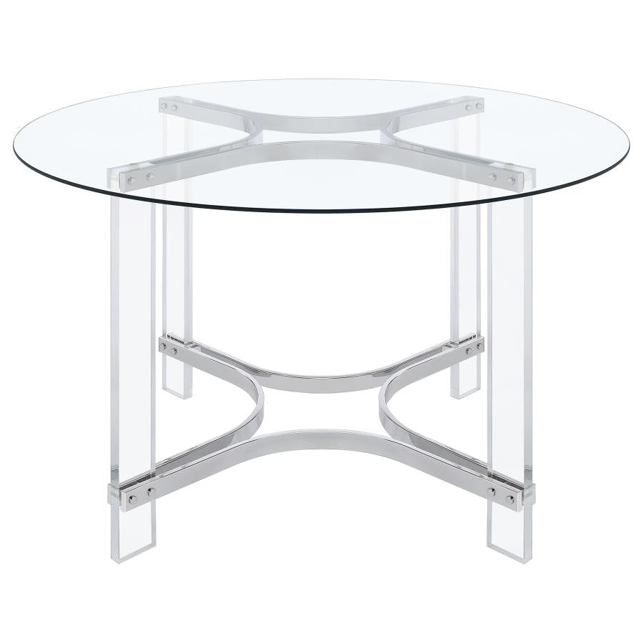 Keeling - Round Glass Top Acrylic Dining Table - Chrome