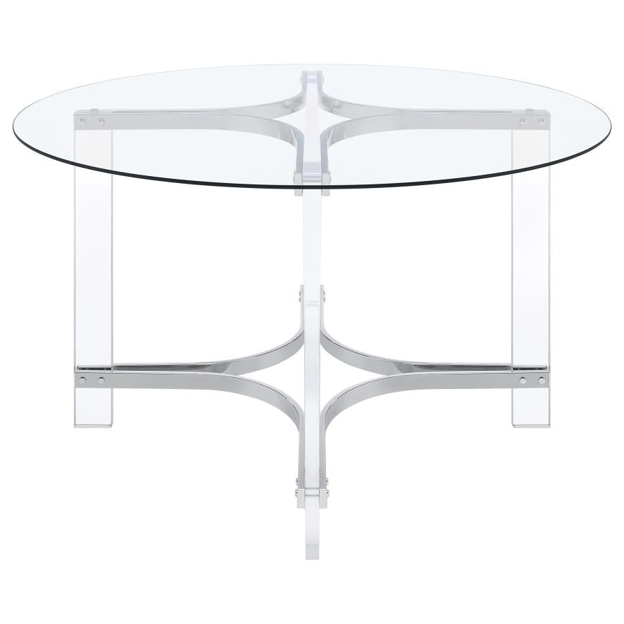 Keeling - Round Glass Top Acrylic Dining Table - Chrome