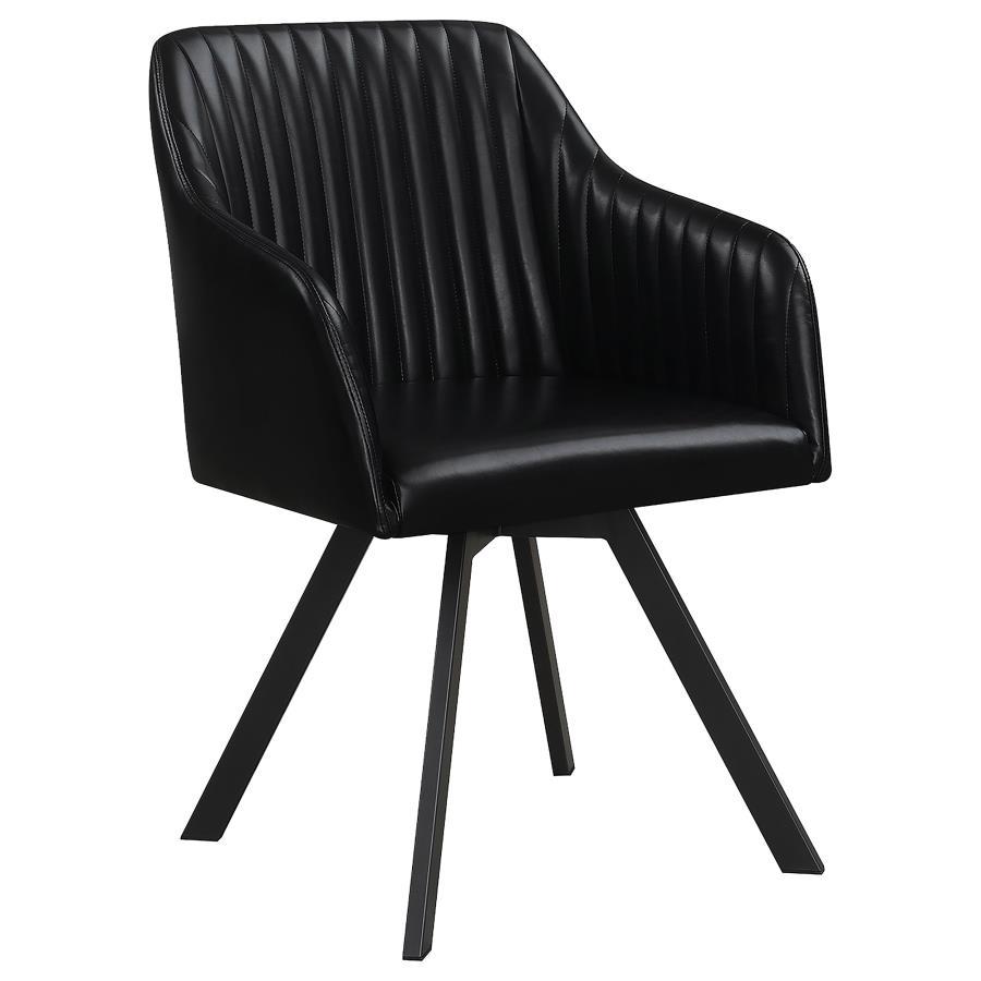 Arika - Upholstered Swivel Dining Arm Chair Black by CoasterElevations | Bel Furniture