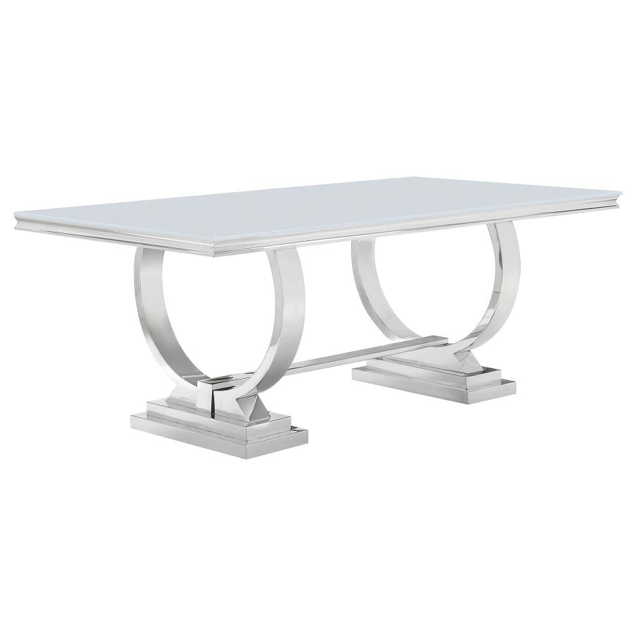 Antoine Rectangular Glass Top Dining Table Set Grey
