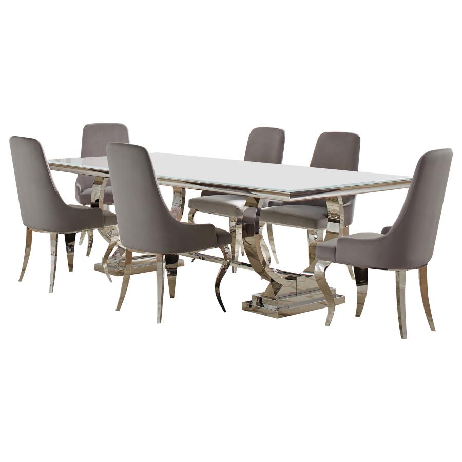 Antoine Rectangular Glass Top Dining Table Set Grey