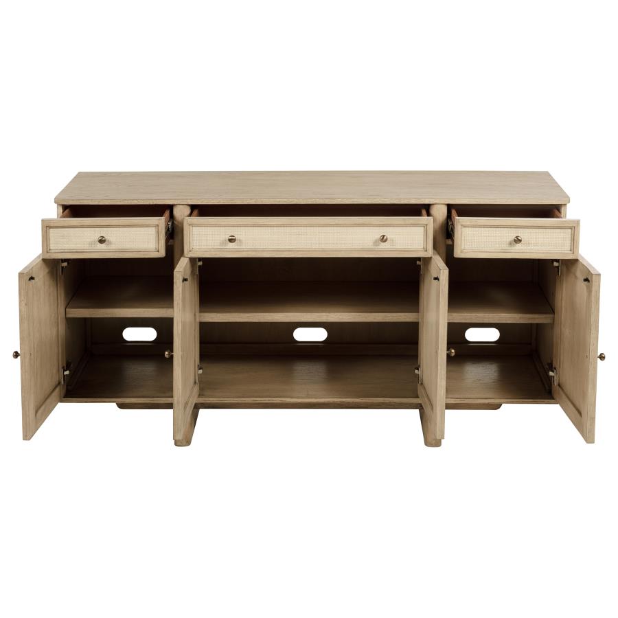 Kailani - 4-Door Cane Sideboard Buffet Cabinet - Beige Oak