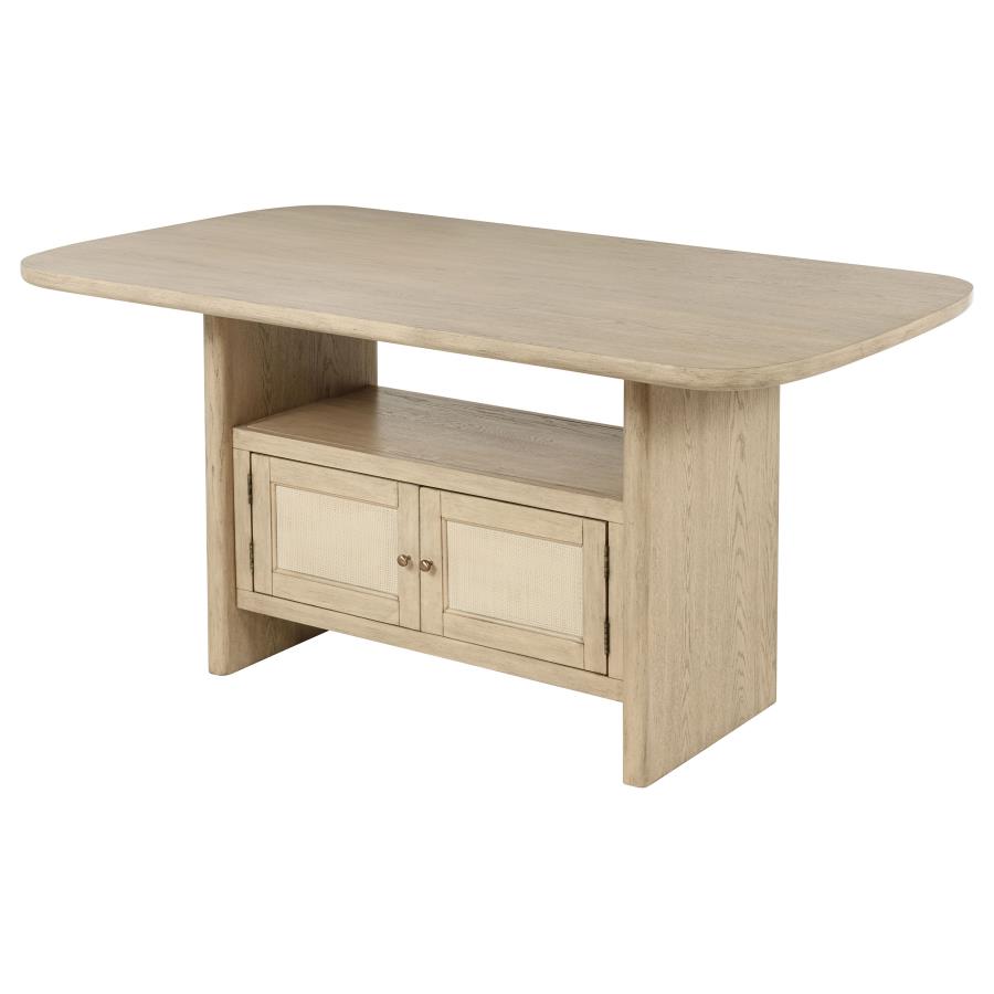 Kailani - Cane Counter Height Storage Dining Table - Beige Oak