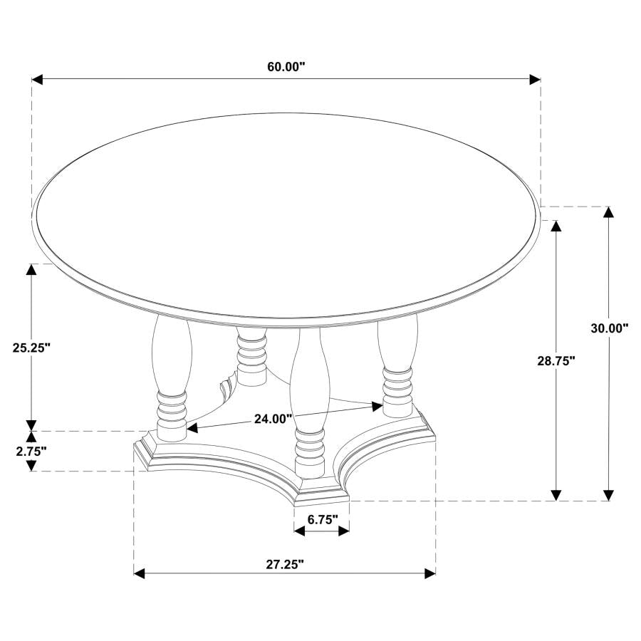 Landon - Round Wood Pedestal Dining Table - Rich Brown