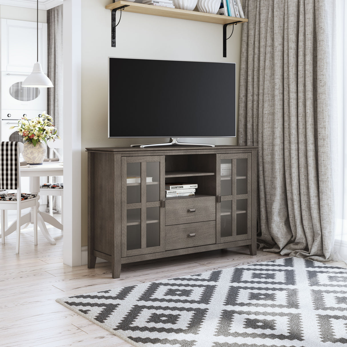 Artisan - Handcrafted, Tall TV Media Stand by Simpli-Home | Bel Furniture