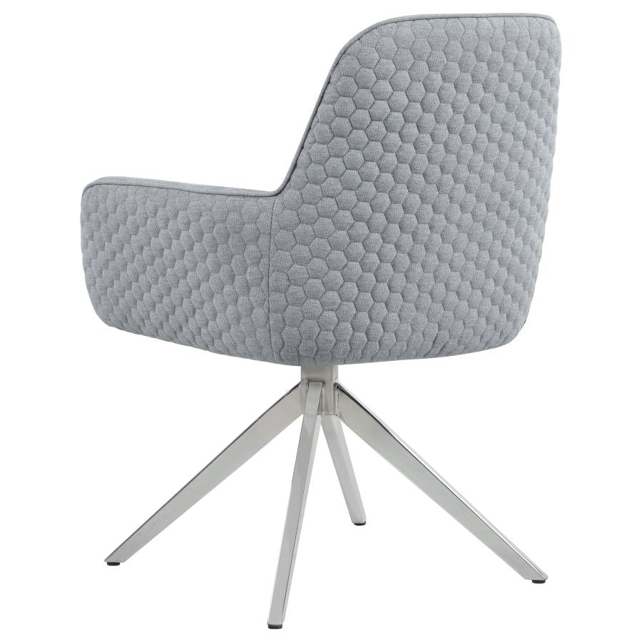 Abby - Fabric Upholstered Swivel Dining Arm Chair - Light Gray