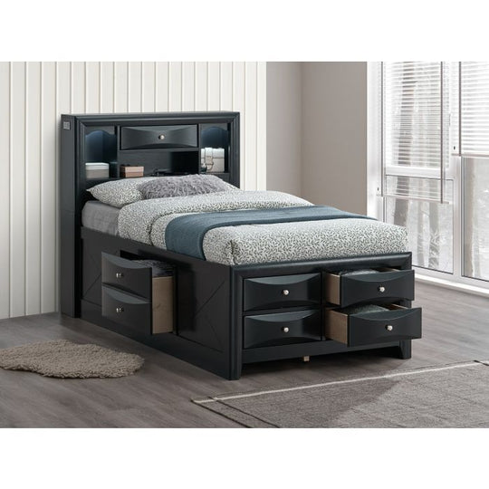 Modern Design Storage Bed With Bookcase Headboard