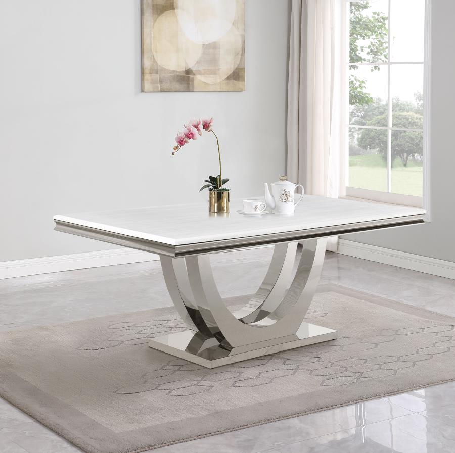 Kerwin - Rectangular Stone Top Dining Table - White