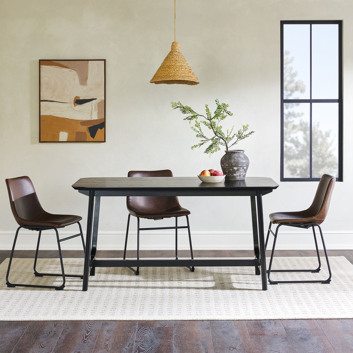 Mid-Century Modern Dining Table With Trestle Base by Walker Edison | Bel Furniture
