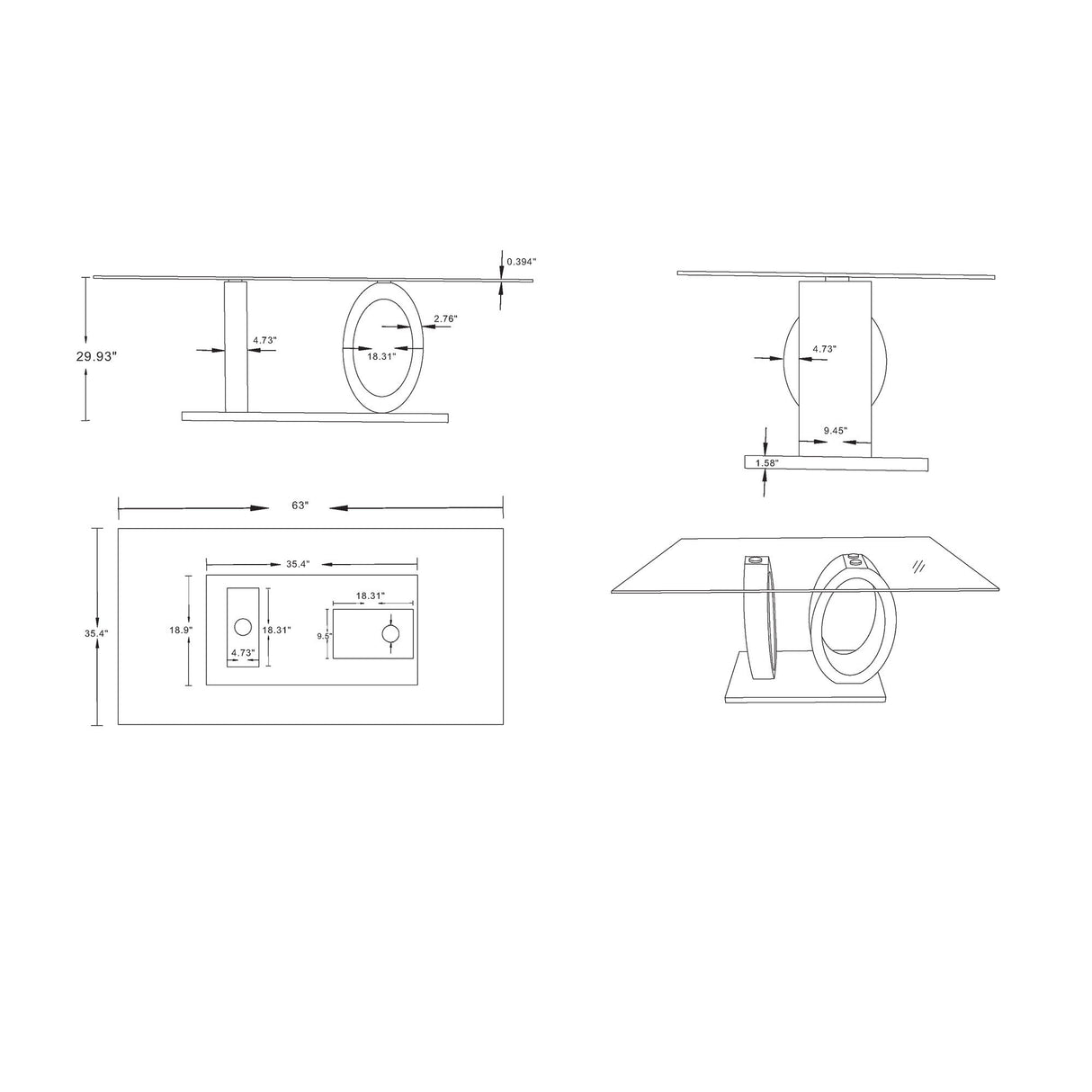 Royce - Dining Table Ecom - White / Gray