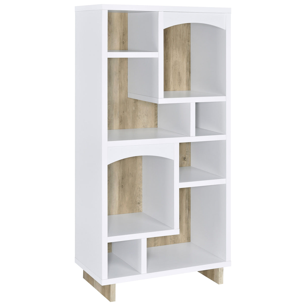 Dalton - 6-Shelf Bookcase - White And Distressed Pine by CoasterEveryday | Bel Furniture