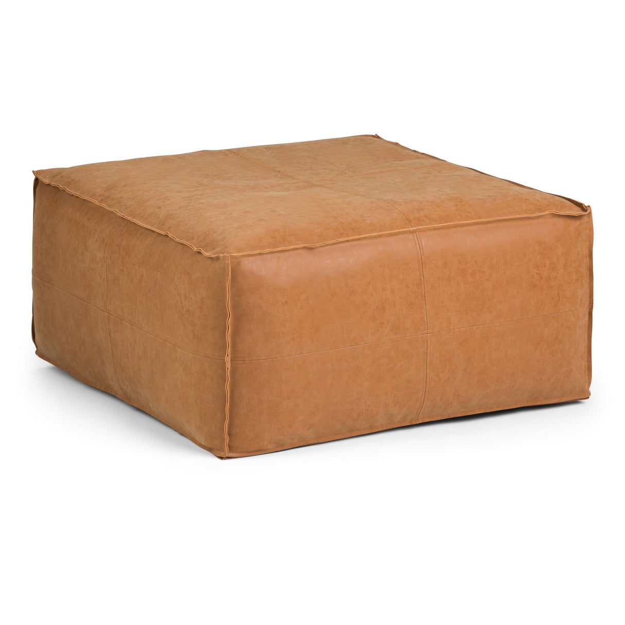 Brody - Large Square, Coffee Table Pouf Light Brown 30"W x 30"D x 14"H by Simpli-Home | Bel Furniture