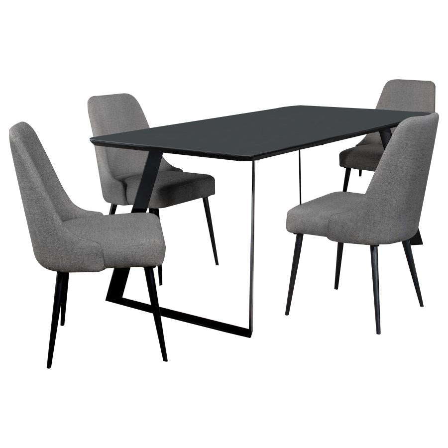 Smith Rectangular Ceramic Top Dining Table Set Black