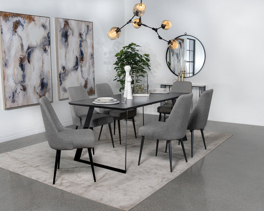 Smith Rectangular Ceramic Top Dining Table Set Black