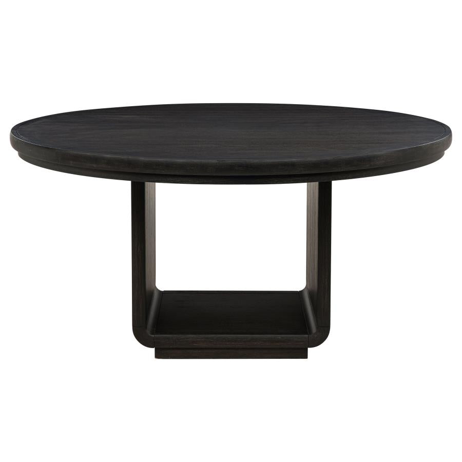Leandro - 5 Piece Round Dining Table Set - Cream / Burnished Black