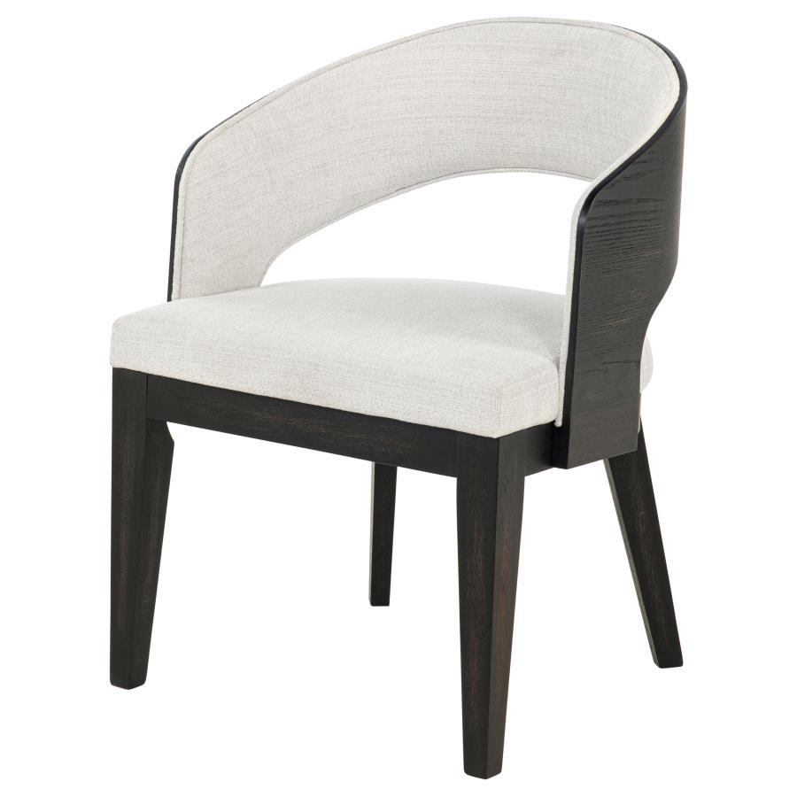 Leandro - Upholstered Dining Arm Chair (Set of 2) - Burnished Black / Cream