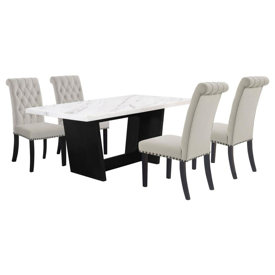 Sherry - Rectangular Marble Top Dining Table Set