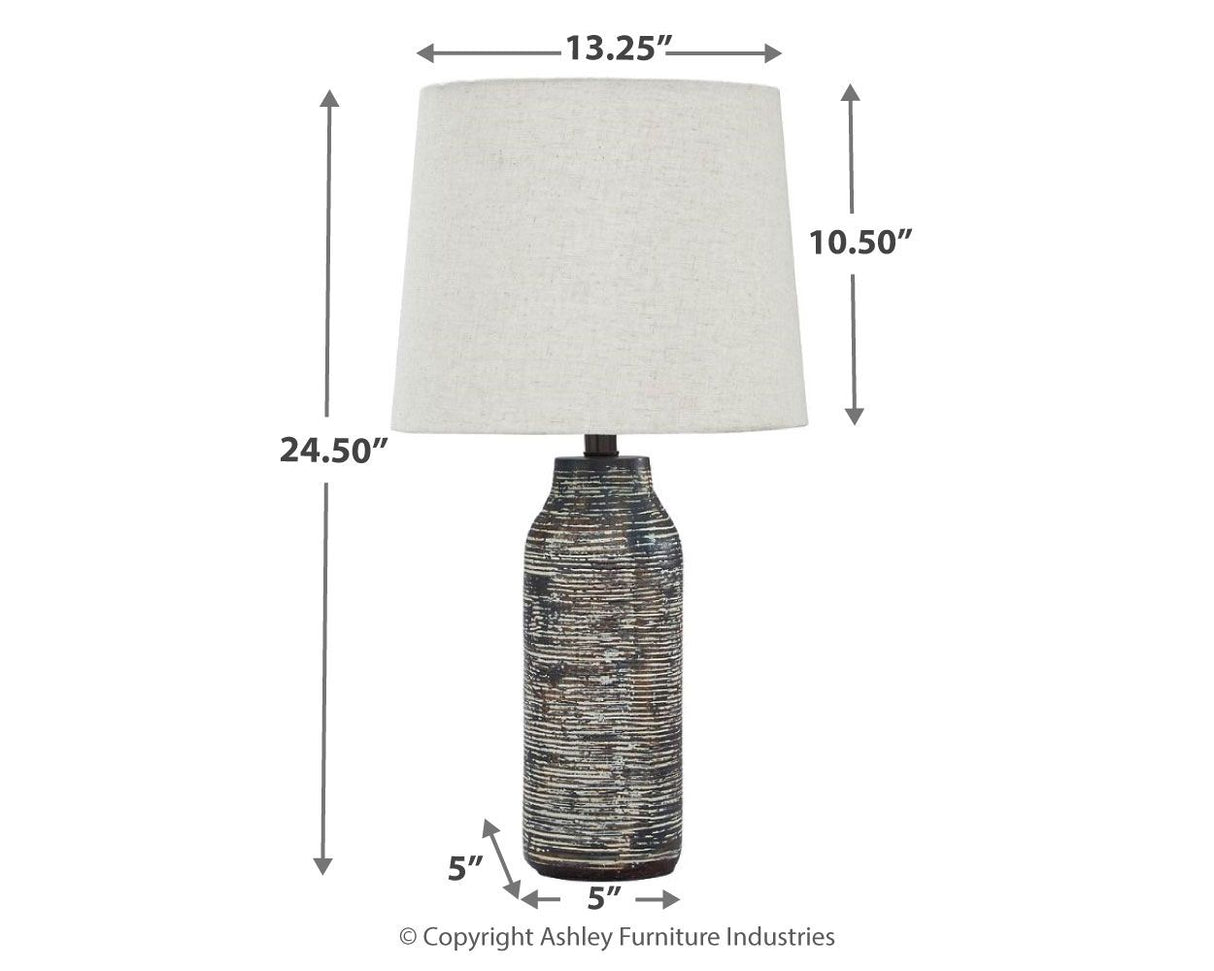 Mahima - Paper Table Lamp (Set of 2) - Black / White