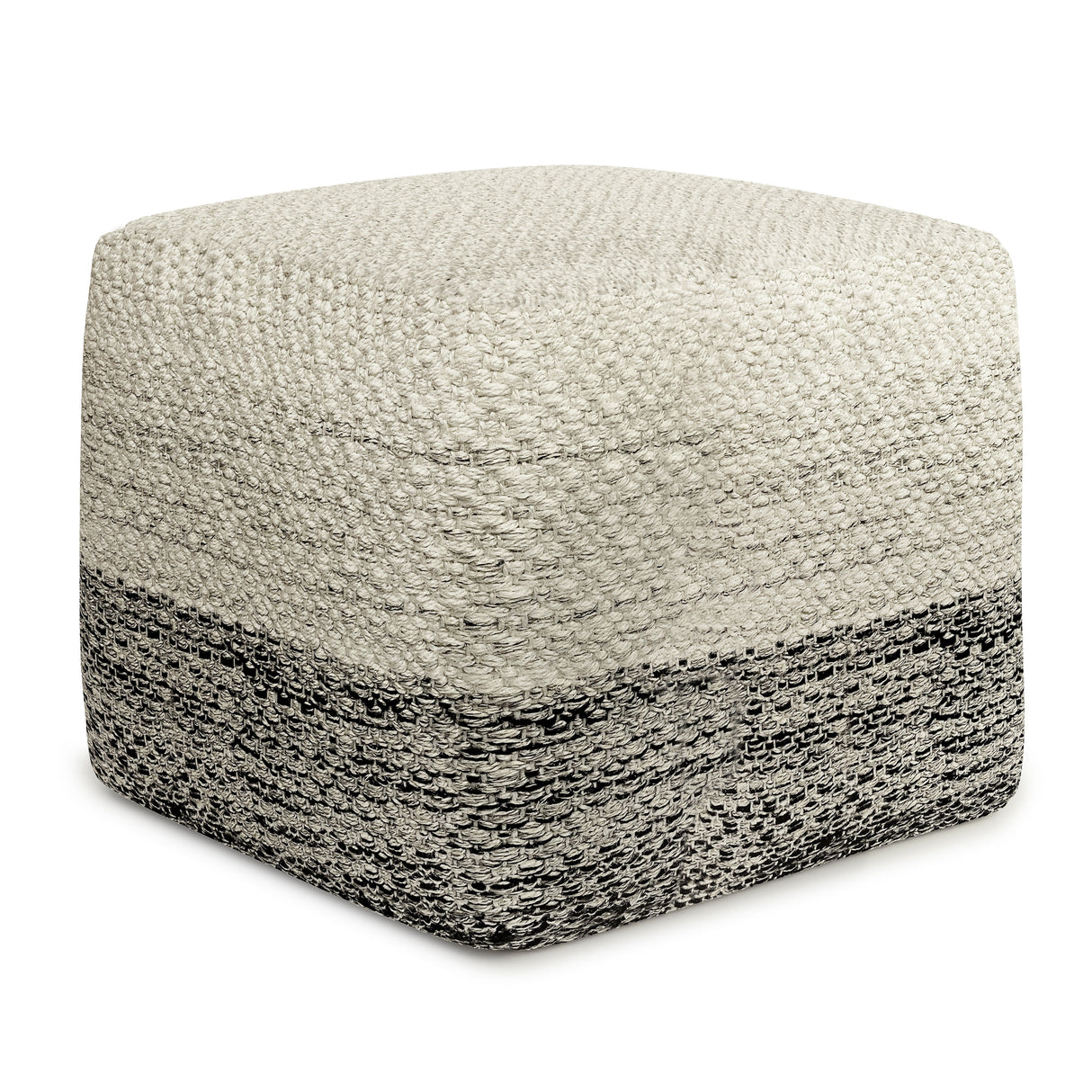 Macie - Square Woven Outdoor / Indoor Pouf - Gray / White by Simpli-Home | Bel Furniture