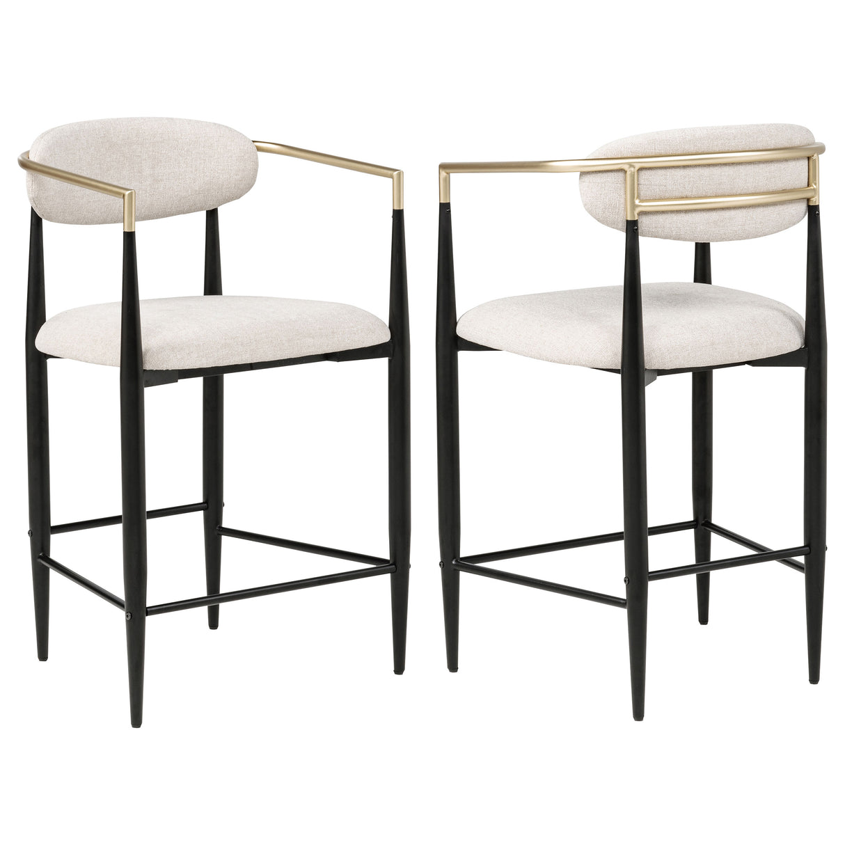 Tina - Metal Counter Height Bar Stool With Upholstered Back And Seat (Set of 2)