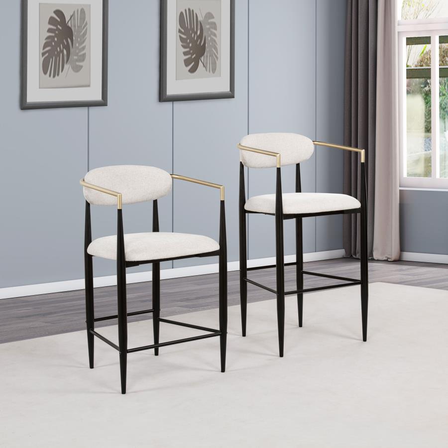 Tina - Metal Counter Height Bar Stool With Upholstered Back And Seat (Set of 2)