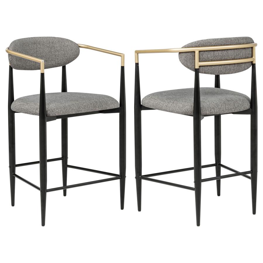 Tina - Metal Counter Height Bar Stool With Upholstered Back And Seat (Set of 2)