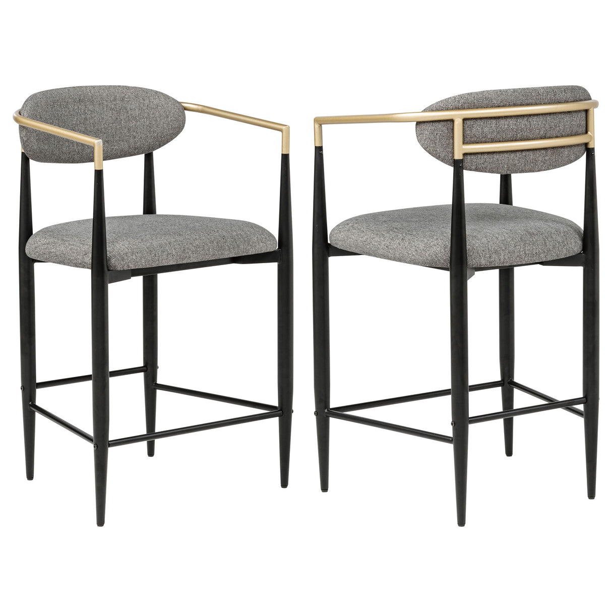 Tina - Metal Counter Height Bar Stool With Upholstered Back And Seat (Set of 2)